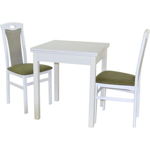Essgruppe HOFMANN LIVING AND MORE 3tlg. Tischgruppe Sitzmöbel-Sets Gr. B/H/T: 45 cm x 95 cm x 48 cm, Polyester, Ansteckplatten, weiß (weiß, grün, weiß) Essgruppen
