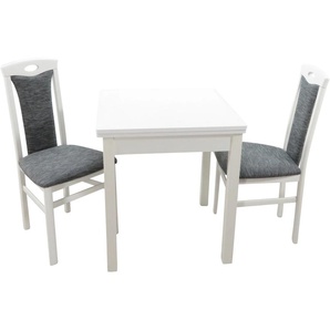 Essgruppe HOFMANN LIVING AND MORE 3tlg. Tischgruppe Sitzmöbel-Sets Gr. B/H/T: 45 cm x 95 cm x 48 cm, Stoff, Ansteckplatten, grau (grau, grau, weiß) Essgruppen Stühle montiert