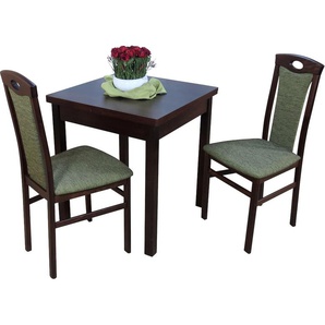 Essgruppe HOFMANN LIVING AND MORE 3tlg. Tischgruppe Sitzmöbel-Sets Gr. B/H/T: 45 cm x 95 cm x 48 cm, Stoff, Ansteckplatten, grün (oliv, oliv, nussbaum, nachbildung) Essgruppen Stühle montiert