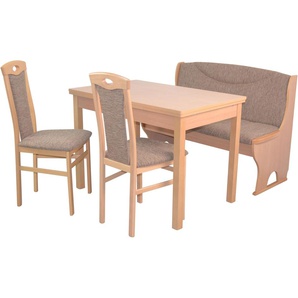 Essgruppe HOFMANN LIVING AND MORE 4tlg. Tischgruppe Sitzmöbel-Sets Gr. B/H/T: 45 cm x 95 cm x 48 cm, Stoff, Ansteckplatten, braun (cappuccino, cappuccino, buche, nachbildung) Essgruppen Stühle montiert