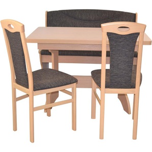 Essgruppe HOFMANN LIVING AND MORE 4tlg. Tischgruppe Sitzmöbel-Sets Gr. B/H/T: 45 cm x 95 cm x 48 cm, Stoff, Ansteckplatten, braun (schoko, schoko, buche, nachbildung) Essgruppen Stühle montiert
