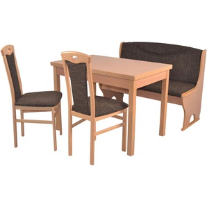 Essgruppe HOFMANN LIVING AND MORE 4tlg. Tischgruppe Sitzmöbel-Sets Gr. B/H/T: 45 cm x 95 cm x 48 cm, Stoff, Ansteckplatten, braun (schoko, schoko, buche, nachbildung) Essgruppen Stühle montiert