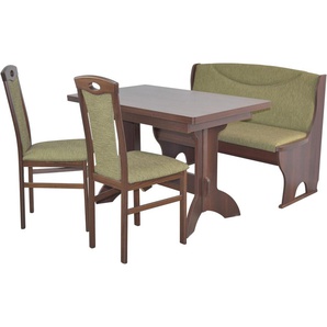 Essgruppe HOFMANN LIVING AND MORE 4tlg. Tischgruppe Sitzmöbel-Sets Gr. B/H/T: 45 cm x 95 cm x 48 cm, Stoff, Ansteckplatten, grün (oliv, oliv, nussbaum, nachbildung) Essgruppen Stühle montiert