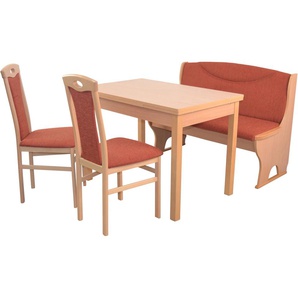 Essgruppe HOFMANN LIVING AND MORE 4tlg. Tischgruppe Sitzmöbel-Sets Gr. B/H/T: 45 cm x 95 cm x 48 cm, Stoff, Ansteckplatten, orange (terra, terra, buche, nachbildung) Essgruppen Stühle montiert