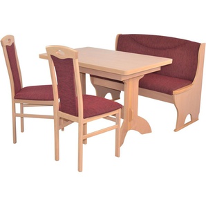 Essgruppe HOFMANN LIVING AND MORE 4tlg. Tischgruppe Sitzmöbel-Sets Gr. B/H/T: 45 cm x 95 cm x 48 cm, Stoff, Ansteckplatten, rot (bordeau x, bordeau buche, nachbildung) Essgruppen Stühle montiert