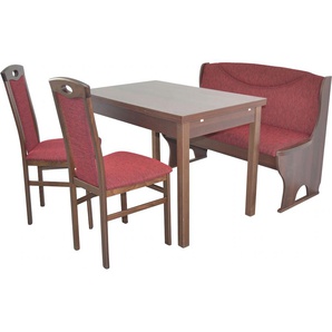 Essgruppe HOFMANN LIVING AND MORE 4tlg. Tischgruppe Sitzmöbel-Sets Gr. B/H/T: 45 cm x 95 cm x 48 cm, Stoff, Ansteckplatten, rot (bordeau x, bordeau nussbaum, nachbildung) Essgruppen Stühle montiert