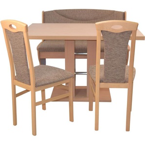 Essgruppe HOFMANN LIVING AND MORE 4tlg. Tischgruppe Sitzmöbel-Sets Gr. B/H/T: 45 cm x 95 cm x 48 cm, Stoff, braun (cappuccino, cappuccino, buche, nachbildung) Essgruppen Stühle montiert