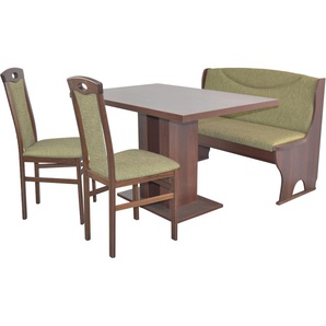 Essgruppe HOFMANN LIVING AND MORE 4tlg. Tischgruppe Sitzmöbel-Sets Gr. B/H/T: 45 cm x 95 cm x 48 cm, Stoff, grün (oliv, oliv, nussbaum, nachbildung) Essgruppen Stühle montiert