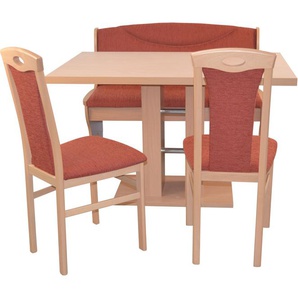 Essgruppe HOFMANN LIVING AND MORE 4tlg. Tischgruppe Sitzmöbel-Sets Gr. B/H/T: 45 cm x 95 cm x 48 cm, Stoff, orange (terra, terra, buche, nachbildung) Essgruppen Stühle montiert