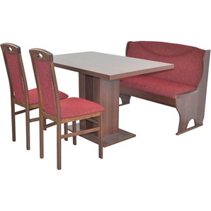 Essgruppe HOFMANN LIVING AND MORE 4tlg. Tischgruppe Sitzmöbel-Sets Gr. B/H/T: 45 cm x 95 cm x 48 cm, Stoff, rot (bordeau x, bordeau nussbaum, nachbildung) Essgruppen Stühle montiert