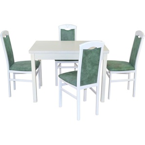 Essgruppe HOFMANN LIVING AND MORE 5tlg. Tischgruppe Sitzmöbel-Sets Gr. B/H/T: 44 cm x 94 cm x 48 cm, Mikrofaser 1, Ansteckplatten, weiß (weiß, opal, weiß) Essgruppen Stühle montiert