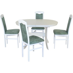 Essgruppe HOFMANN LIVING AND MORE 5tlg. Tischgruppe Sitzmöbel-Sets Gr. B/H/T: 44 cm x 94 cm x 48 cm, Mikrofaser 1, Einlegeplatte, weiß (weiß, opal, weiß) Essgruppen