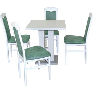 Essgruppe HOFMANN LIVING AND MORE 5tlg. Tischgruppe Sitzmöbel-Sets Gr. B/H/T: 44 cm x 94 cm x 48 cm, Mikrofaser 1, weiß (weiß, opal, weiß) Essgruppen