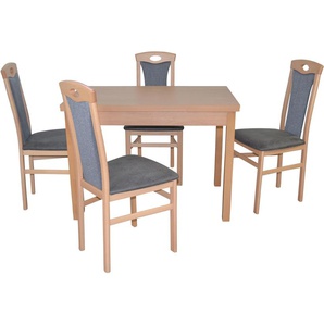Essgruppe HOFMANN LIVING AND MORE 5tlg. Tischgruppe Sitzmöbel-Sets Gr. B/H/T: 45 cm x 95 cm x 48 cm, Polyester, Ansteckplatte, schwarz (buche, nachbildung, schwarz, buche, nachbildung) Essgruppen