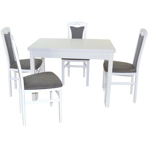 Essgruppe HOFMANN LIVING AND MORE 5tlg. Tischgruppe Sitzmöbel-Sets Gr. B/H/T: 45 cm x 95 cm x 48 cm, Polyester, Ansteckplatte, weiß (weiß, schwarz, weiß) Essgruppen Stühle montiert