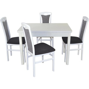 Essgruppe HOFMANN LIVING AND MORE 5tlg. Tischgruppe Sitzmöbel-Sets Gr. B/H/T: 45 cm x 95 cm x 48 cm, Polyester, Ansteckplatten, weiß, schwarz (schwarz, schwarz, weiß) Essgruppen