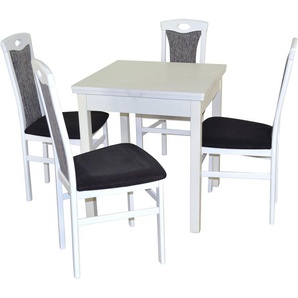 Essgruppe HOFMANN LIVING AND MORE 5tlg. Tischgruppe Sitzmöbel-Sets Gr. B/H/T: 45 cm x 95 cm x 48 cm, Polyester, Ansteckplatten, weiß, schwarz (schwarz, schwarz, weiß) Essgruppen Stühle montiert