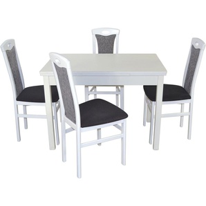 Essgruppe HOFMANN LIVING AND MORE 5tlg. Tischgruppe Sitzmöbel-Sets Gr. B/H/T: 45 cm x 95 cm x 48 cm, Polyester, Ansteckplatten, weiß, schwarz (schwarz, schwarz, weiß) Essgruppen Stühle montiert