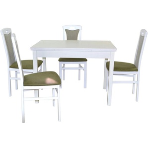 Essgruppe HOFMANN LIVING AND MORE 5tlg. Tischgruppe Sitzmöbel-Sets Gr. B/H/T: 45 cm x 95 cm x 48 cm, Polyester, Ansteckplatten, weiß (weiß, grün, weiß) Essgruppen Stühle montiert