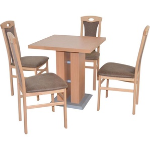 Essgruppe HOFMANN LIVING AND MORE 5tlg. Tischgruppe Sitzmöbel-Sets Gr. B/H/T: 45 cm x 95 cm x 48 cm, Polyester, braun (buche, nachbildung, braun, buche, nachbildung) Essgruppen