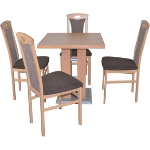 Essgruppe HOFMANN LIVING AND MORE 5tlg. Tischgruppe Sitzmöbel-Sets Gr. B/H/T: 45 cm x 95 cm x 48 cm, Polyester, Buche-Nachbildung, braun (braun, braun, buche, nachbildung) Essgruppen