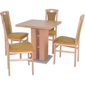 Essgruppe HOFMANN LIVING AND MORE 5tlg. Tischgruppe Sitzmöbel-Sets Gr. B/H/T: 45 cm x 95 cm x 48 cm, Polyester, buche, nachbildung, gelb, nachbildung Essgruppen Stühle montiert
