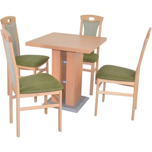 Essgruppe HOFMANN LIVING AND MORE 5tlg. Tischgruppe Sitzmöbel-Sets Gr. B/H/T: 45 cm x 95 cm x 48 cm, Polyester, grün (buche, nachbildung, grün, buche, nachbildung) Essgruppen