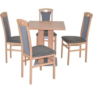 Essgruppe HOFMANN LIVING AND MORE 5tlg. Tischgruppe Sitzmöbel-Sets Gr. B/H/T: 45 cm x 95 cm x 48 cm, Polyester, schwarz (buche, nachbildung, schwarz, buche, nachbildung) Essgruppen