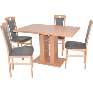 Essgruppe HOFMANN LIVING AND MORE 5tlg. Tischgruppe Sitzmöbel-Sets Gr. B/H/T: 45 cm x 95 cm x 48 cm, Polyester, buche, nachbildung, schwarz, nachbildung Essgruppen Stühle montiert