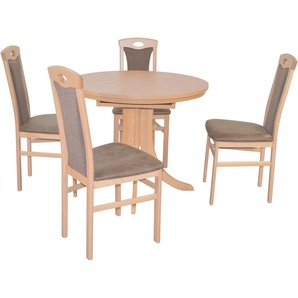 Essgruppe HOFMANN LIVING AND MORE 5tlg. Tischgruppe Sitzmöbel-Sets Gr. B/H/T: 45 cm x 95 cm x 48 cm, Polyester, Einlegeplatte, buche, nachbildung, braun, nachbildung Essgruppen