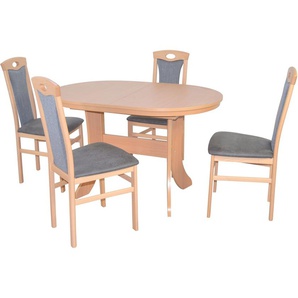 Essgruppe HOFMANN LIVING AND MORE 5tlg. Tischgruppe Sitzmöbel-Sets Gr. B/H/T: 45 cm x 95 cm x 48 cm, Polyester, Einlegeplatte, buche, nachbildung, schwarz, nachbildung Essgruppen