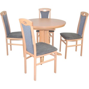 Essgruppe HOFMANN LIVING AND MORE 5tlg. Tischgruppe Sitzmöbel-Sets Gr. B/H/T: 45 cm x 95 cm x 48 cm, Polyester, Einlegeplatte, buche, nachbildung, schwarz, nachbildung Essgruppen Stühle montiert