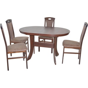 Essgruppe HOFMANN LIVING AND MORE 5tlg. Tischgruppe Sitzmöbel-Sets Gr. B/H/T: 45 cm x 95 cm x 48 cm, Polyester, Einlegeplatte, nussbaum, nachbildung, braun, nachbildung Essgruppen