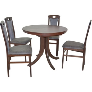 Essgruppe HOFMANN LIVING AND MORE 5tlg. Tischgruppe Sitzmöbel-Sets Gr. B/H/T: 45 cm x 95 cm x 48 cm, Polyester, Einlegeplatte, nussbaum, nachbildung, schwarz, nachbildung Essgruppen