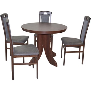Essgruppe HOFMANN LIVING AND MORE 5tlg. Tischgruppe Sitzmöbel-Sets Gr. B/H/T: 45 cm x 95 cm x 48 cm, Polyester, Einlegeplatte, nussbaum, nachbildung, schwarz, nachbildung Essgruppen