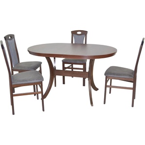 Essgruppe HOFMANN LIVING AND MORE 5tlg. Tischgruppe Sitzmöbel-Sets Gr. B/H/T: 45 cm x 95 cm x 48 cm, Polyester, Einlegeplatte, nussbaum, nachbildung, schwarz, nachbildung Essgruppen Stühle montiert