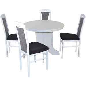 Essgruppe HOFMANN LIVING AND MORE 5tlg. Tischgruppe Sitzmöbel-Sets Gr. B/H/T: 45 cm x 95 cm x 48 cm, Polyester, Einlegeplatte, weiß, schwarz (schwarz, schwarz, weiß) Essgruppen