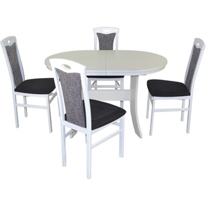 Essgruppe HOFMANN LIVING AND MORE 5tlg. Tischgruppe Sitzmöbel-Sets Gr. B/H/T: 45 cm x 95 cm x 48 cm, Polyester, Einlegeplatte, weiß, schwarz (schwarz, schwarz, weiß) Essgruppen Stühle montiert