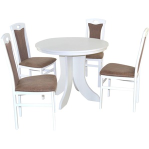 Essgruppe HOFMANN LIVING AND MORE 5tlg. Tischgruppe Sitzmöbel-Sets Gr. B/H/T: 45 cm x 95 cm x 48 cm, Polyester, Einlegeplatte, weiß (weiß, braun, weiß) Essgruppen