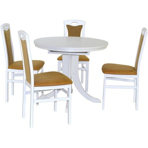 Essgruppe HOFMANN LIVING AND MORE 5tlg. Tischgruppe Sitzmöbel-Sets Gr. B/H/T: 45 cm x 95 cm x 48 cm, Polyester, Einlegeplatte, weiß (weiß, gelb, weiß) Essgruppen
