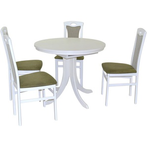 Essgruppe HOFMANN LIVING AND MORE 5tlg. Tischgruppe Sitzmöbel-Sets Gr. B/H/T: 45 cm x 95 cm x 48 cm, Polyester, Einlegeplatte, weiß (weiß, grün, weiß) Essgruppen