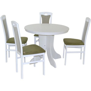 Essgruppe HOFMANN LIVING AND MORE 5tlg. Tischgruppe Sitzmöbel-Sets Gr. B/H/T: 45 cm x 95 cm x 48 cm, Polyester, Einlegeplatte, weiß (weiß, grün, weiß) Essgruppen