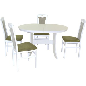 Essgruppe HOFMANN LIVING AND MORE 5tlg. Tischgruppe Sitzmöbel-Sets Gr. B/H/T: 45 cm x 95 cm x 48 cm, Polyester, Einlegeplatte, weiß (weiß, grün, weiß) Essgruppen Stühle montiert