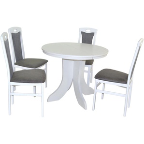 Essgruppe HOFMANN LIVING AND MORE 5tlg. Tischgruppe Sitzmöbel-Sets Gr. B/H/T: 45 cm x 95 cm x 48 cm, Polyester, Einlegeplatte, weiß (weiß, schwarz, weiß) Essgruppen