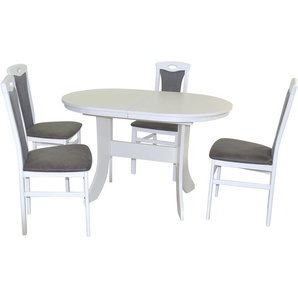 Essgruppe HOFMANN LIVING AND MORE 5tlg. Tischgruppe Sitzmöbel-Sets Gr. B/H/T: 45 cm x 95 cm x 48 cm, Polyester, Einlegeplatte, weiß (weiß, schwarz, weiß) Essgruppen