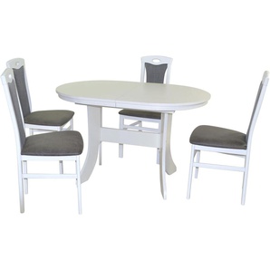 Essgruppe HOFMANN LIVING AND MORE 5tlg. Tischgruppe Sitzmöbel-Sets Gr. B/H/T: 45 cm x 95 cm x 48 cm, Polyester, Einlegeplatte, weiß (weiß, schwarz, weiß) Essgruppen Stühle montiert