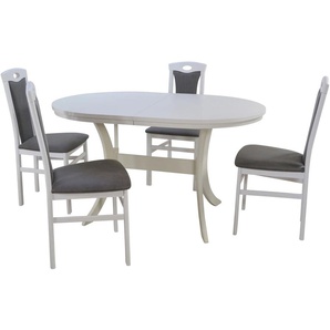 Essgruppe HOFMANN LIVING AND MORE 5tlg. Tischgruppe Sitzmöbel-Sets Gr. B/H/T: 45 cm x 95 cm x 48 cm, Polyester, Einlegeplatte, weiß (weiß, schwarz, weiß) Essgruppen Stühle montiert