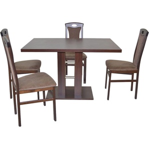 Essgruppe HOFMANN LIVING AND MORE 5tlg. Tischgruppe Sitzmöbel-Sets Gr. B/H/T: 45 cm x 95 cm x 48 cm, Polyester, nussbaum, nachbildung, braun, nachbildung Essgruppen
