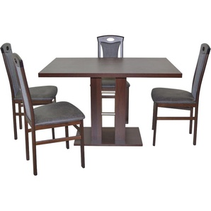 Essgruppe HOFMANN LIVING AND MORE 5tlg. Tischgruppe Sitzmöbel-Sets Gr. B/H/T: 45 cm x 95 cm x 48 cm, Polyester, nussbaum, nachbildung, schwarz, nachbildung Essgruppen