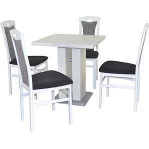 Essgruppe HOFMANN LIVING AND MORE 5tlg. Tischgruppe Sitzmöbel-Sets Gr. B/H/T: 45 cm x 95 cm x 48 cm, Polyester, weiß, schwarz (schwarz, schwarz, weiß) Essgruppen